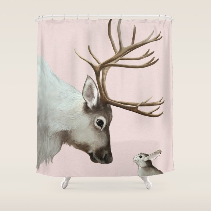 Reindeer and rabbit Shower Curtain Gallery Image 1