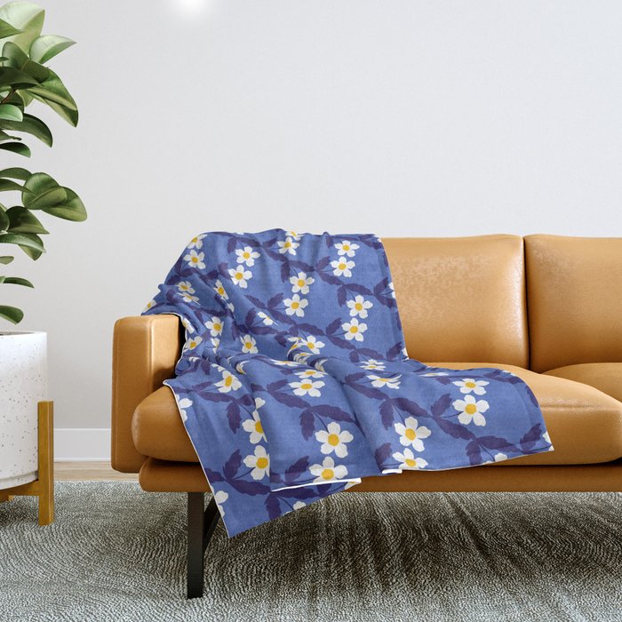 Flower - Blue Vibe Throw Blanket Gallery Image 1