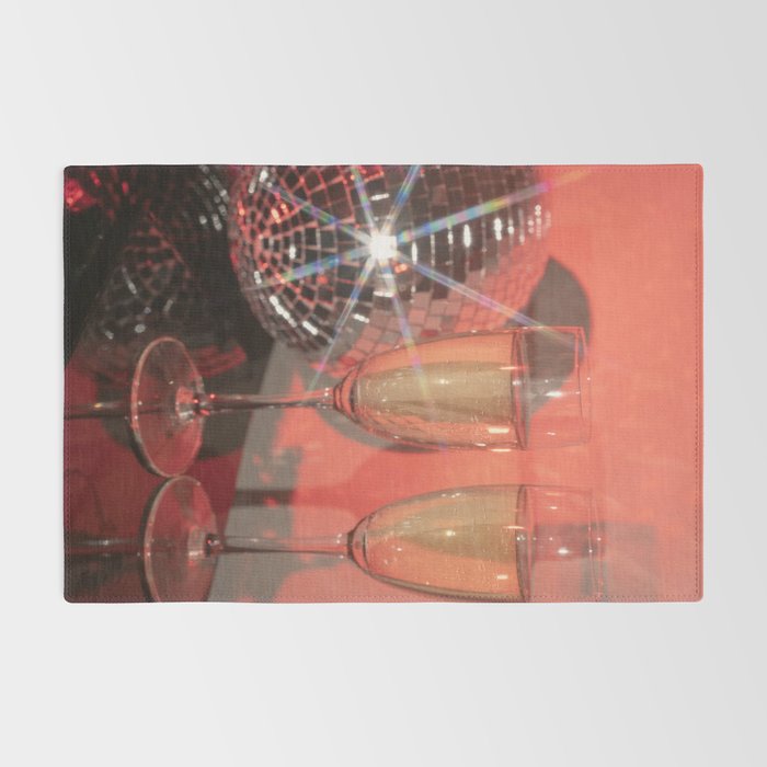 Festive Glamour Champagne Celebration Disco Ball Sparkling Holiday Photography  Rug Gallery Image 2