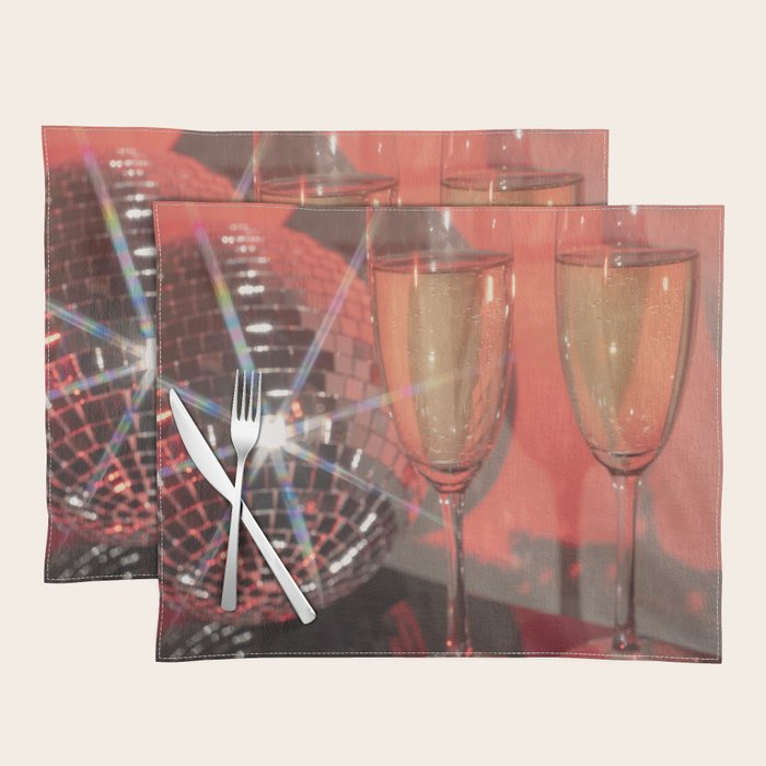 Festive Glamour Champagne Celebration Disco Ball Sparkling Holiday Photography  Placemat Gallery Image 1