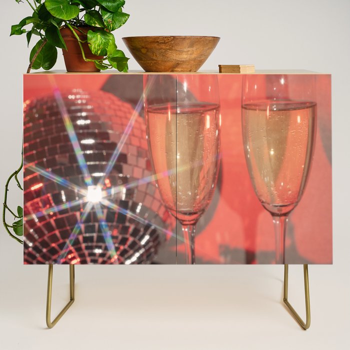 Festive Glamour Champagne Celebration Disco Ball Sparkling Holiday Photography  Credenza Gallery Image 1
