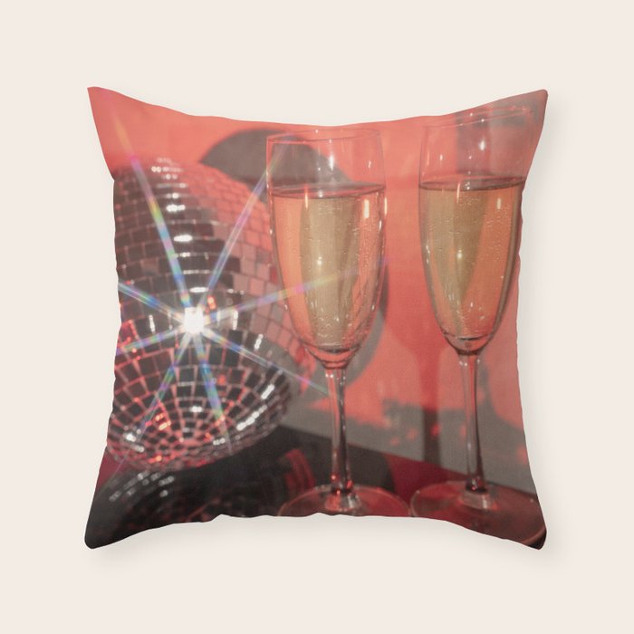 Festive Glamour Champagne Celebration Disco Ball Sparkling Holiday Photography  Throw Pillow Gallery Image 6