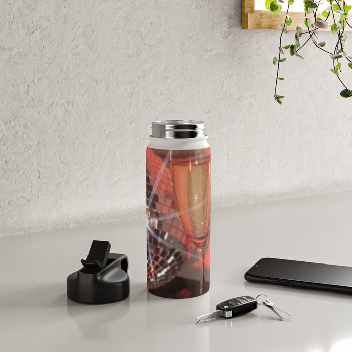 Festive Glamour Champagne Celebration Disco Ball Sparkling Holiday Photography  Water Bottle Gallery Image 4