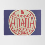 Atlanta Georgia Baseball - Hand Drawn, Script Typography Rug Gallery Image 2