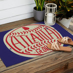 Atlanta Georgia Baseball - Hand Drawn, Script Typography Outdoor Rug Gallery Image 2