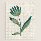 Linocut Flower / Dark Teal Jigsaw Puzzle Gallery Image 1