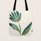 Linocut Flower / Dark Teal Tote Bag Gallery Image 1