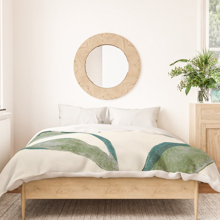 Linocut Flower / Dark Teal Duvet Cover Gallery Image 3