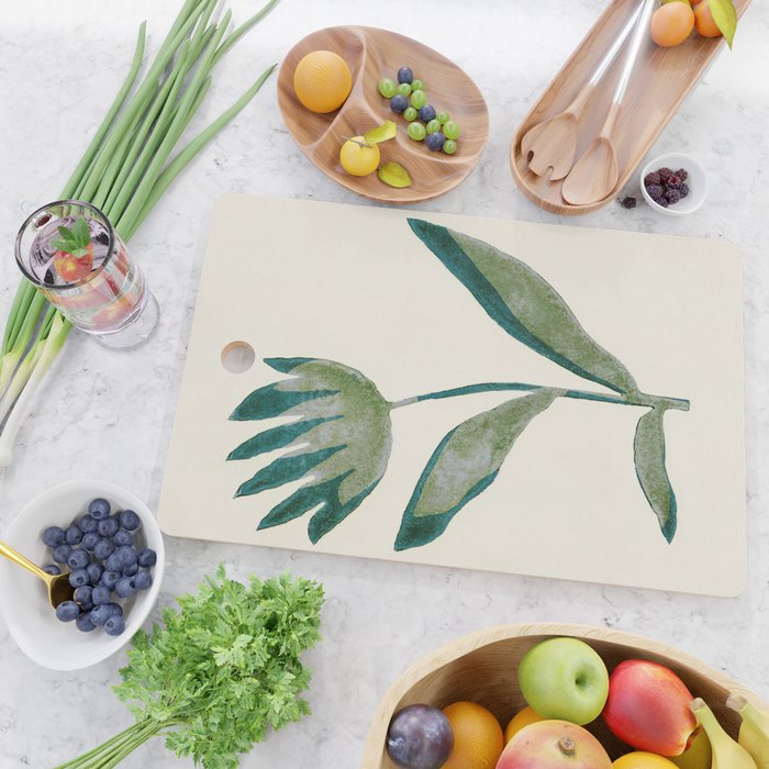 Linocut Flower / Dark Teal Cutting Board Gallery Image 2