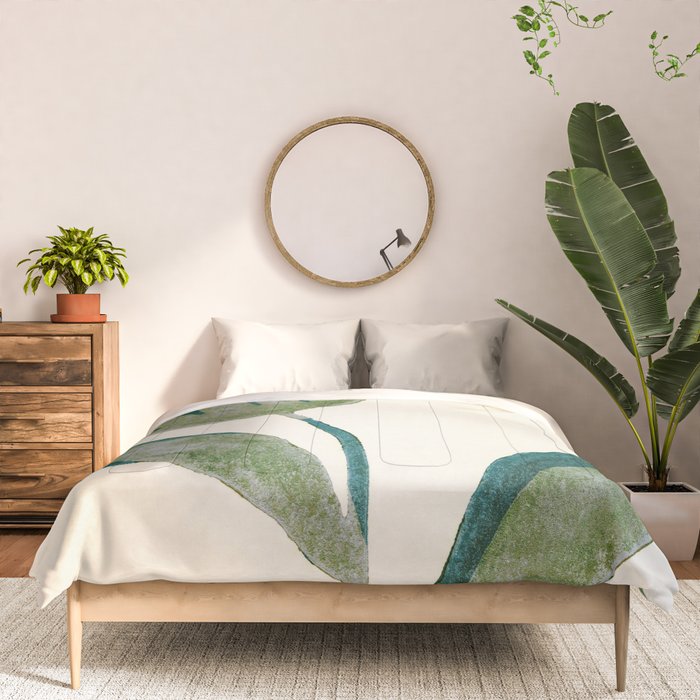 Linocut Flower / Dark Teal Comforter Gallery Image 3