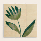 Linocut Flower / Dark Teal Wood Wall Art Gallery Image 1