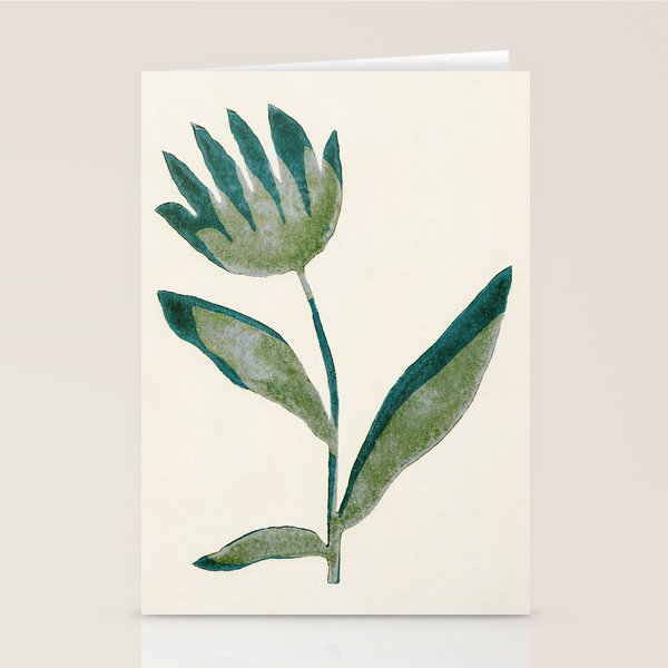 Linocut Flower / Dark Teal Stationery Card Gallery Image 1