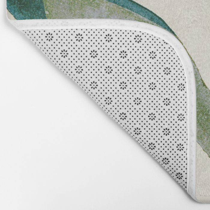 Linocut Flower / Dark Teal Bath Mat Gallery Image 2