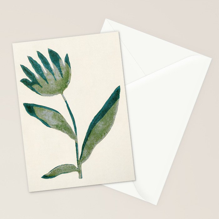 Linocut Flower / Dark Teal Stationery Card Gallery Image 2
