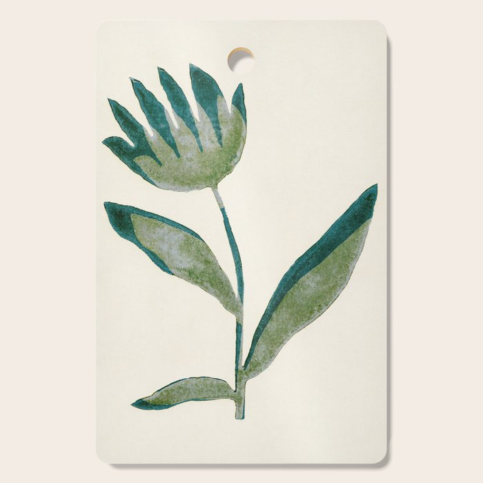 Linocut Flower / Dark Teal Cutting Board Gallery Image 1