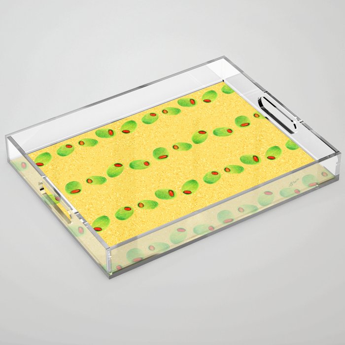 Olive Snack in Green & Yellow Acrylic Tray Gallery Image 1