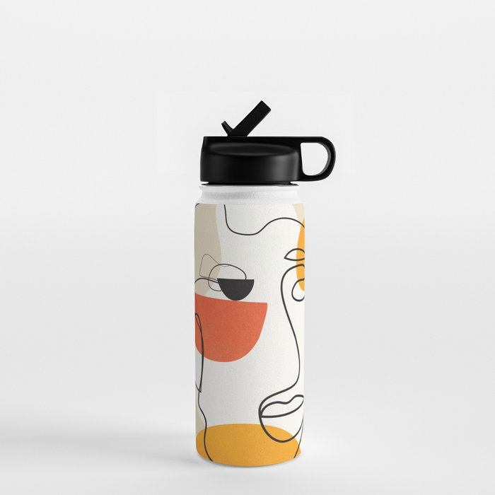 Abstract Face Line Design 03 Water Bottle Gallery Image 1