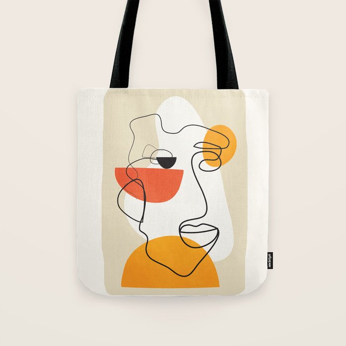 Abstract Face Line Design 03 Tote Bag Gallery Image 1