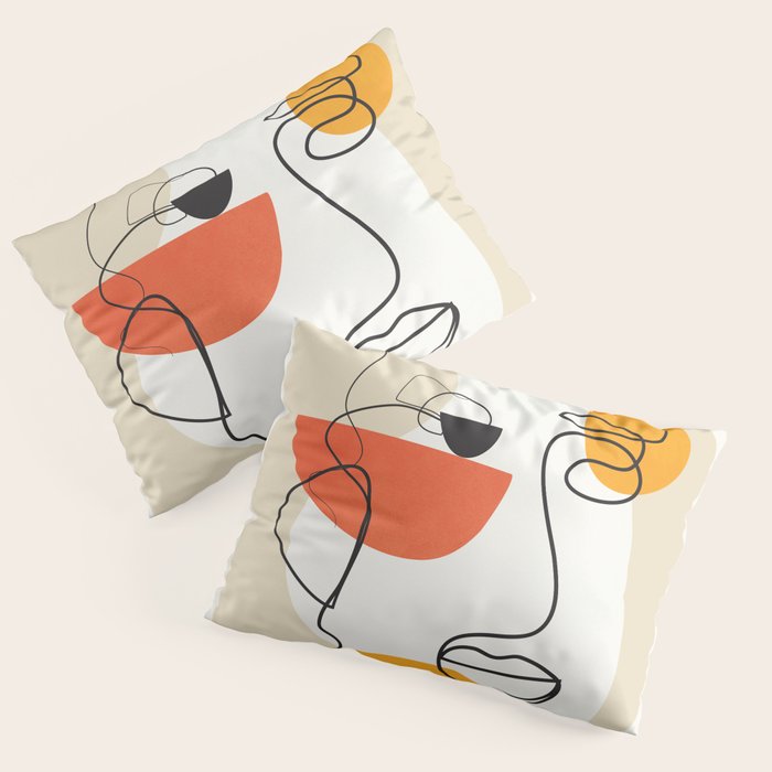Abstract Face Line Design 03 Pillow Sham Gallery Image 3