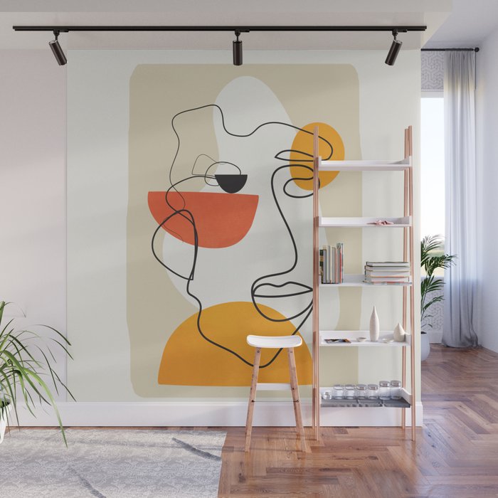 Abstract Face Line Design 03 Wall Mural Gallery Image 1