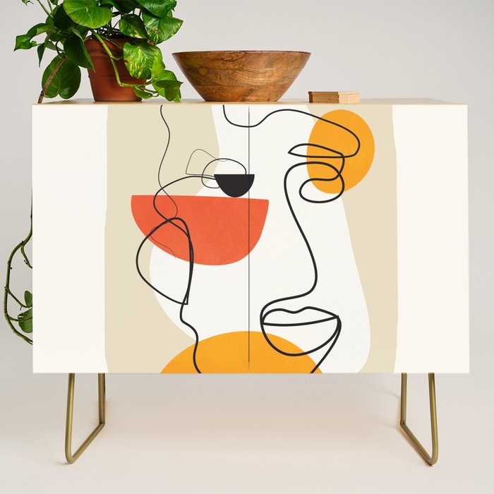 Abstract Face Line Design 03 Credenza Gallery Image 1