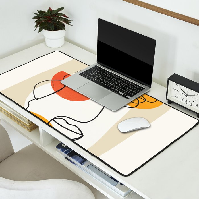 Abstract Face Line Design 03 Desk Mat Gallery Image 2