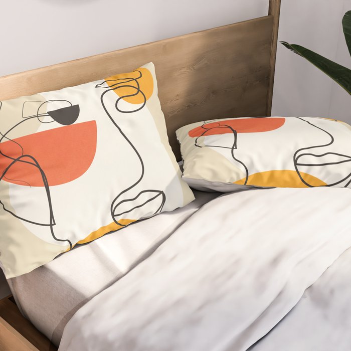 Abstract Face Line Design 03 Pillow Sham Gallery Image 2