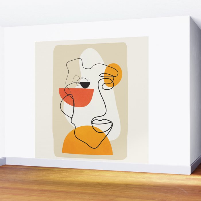Abstract Face Line Design 03 Wall Mural Gallery Image 2