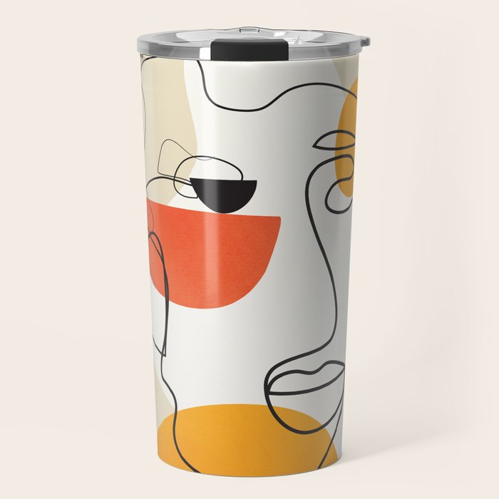Abstract Face Line Design 03 Travel Mug Gallery Image 1