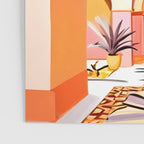The Courtyard, Architecture Pastel Buildings, Turkish Tropical Nature City, Bohemian Eclectic Painting Illustration Poster Gallery Image 3