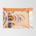 The Courtyard, Architecture Pastel Buildings, Turkish Tropical Nature City, Bohemian Eclectic Painting Illustration Rug Gallery Image 2