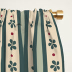 Green Stripes And Flowers Window Curtain Gallery Image 2