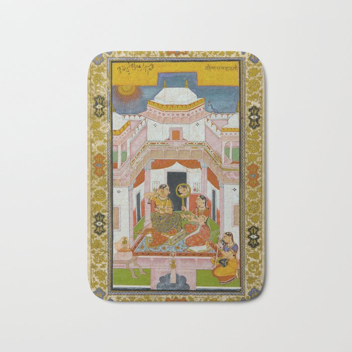The Vilaval Ragini Antique Indian Miniature Painted Illustration Bath Mat Gallery Image 1