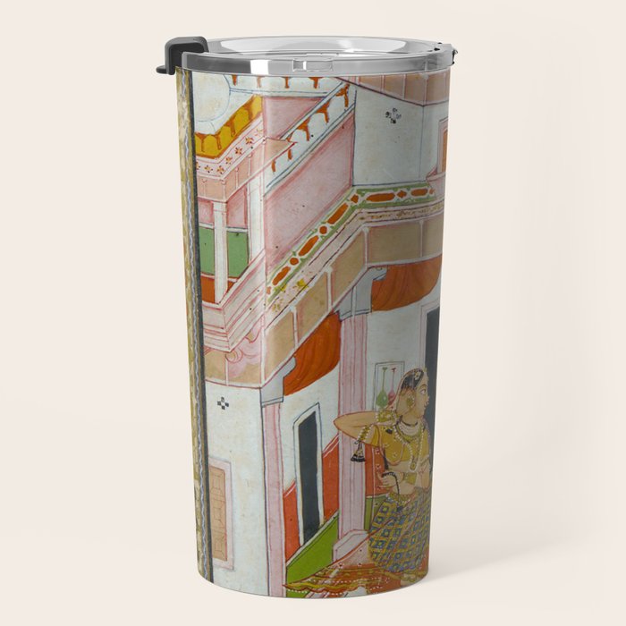 The Vilaval Ragini Antique Indian Miniature Painted Illustration Travel Mug Gallery Image 3
