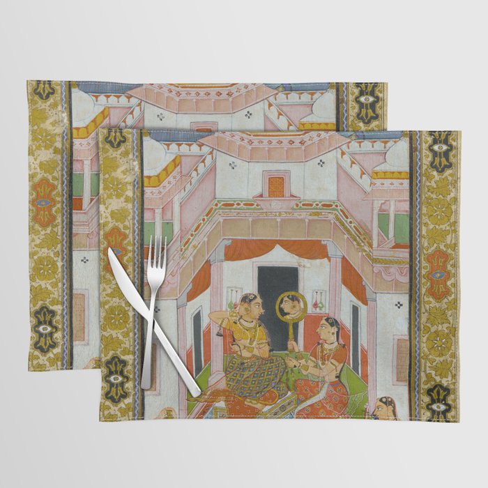 The Vilaval Ragini Antique Indian Miniature Painted Illustration Placemat Gallery Image 1