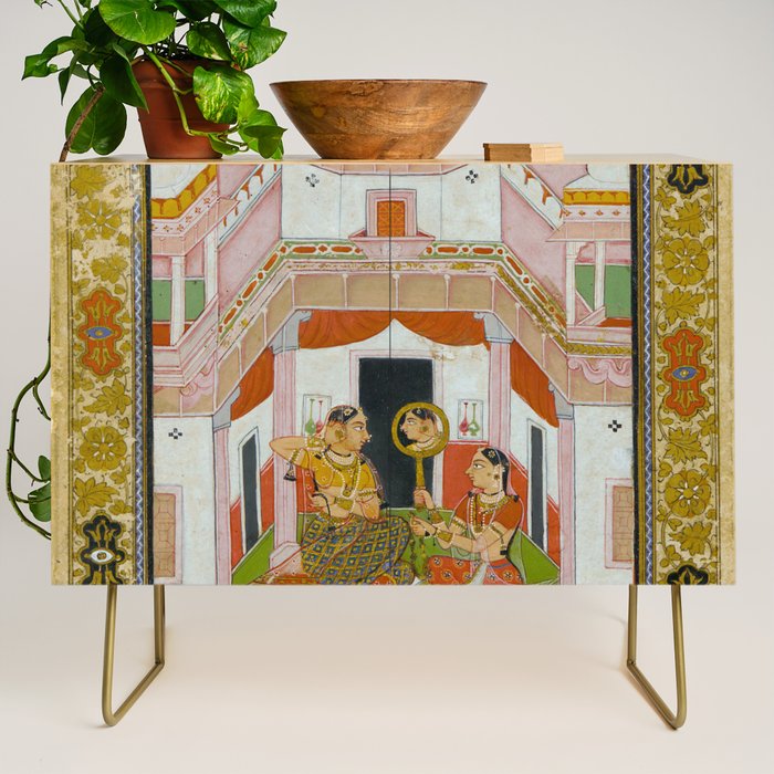 The Vilaval Ragini Antique Indian Miniature Painted Illustration Credenza Gallery Image 1
