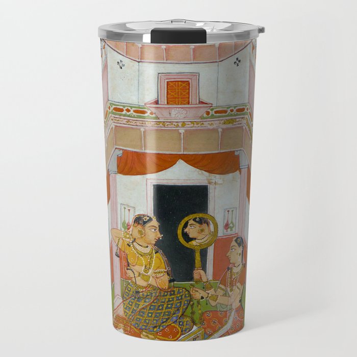 The Vilaval Ragini Antique Indian Miniature Painted Illustration Travel Mug Gallery Image 1