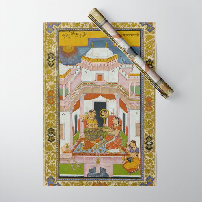 The Vilaval Ragini Antique Indian Miniature Painted Illustration Wrapping Paper Gallery Image 1