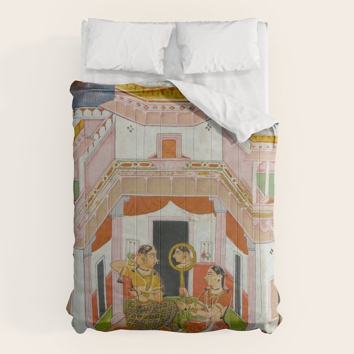 The Vilaval Ragini Antique Indian Miniature Painted Illustration Comforter Gallery Image 6