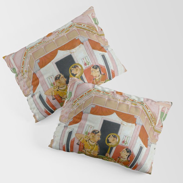 The Vilaval Ragini Antique Indian Miniature Painted Illustration Pillow Sham Gallery Image 3