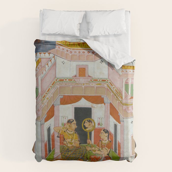 The Vilaval Ragini Antique Indian Miniature Painted Illustration Duvet Cover Gallery Image 6