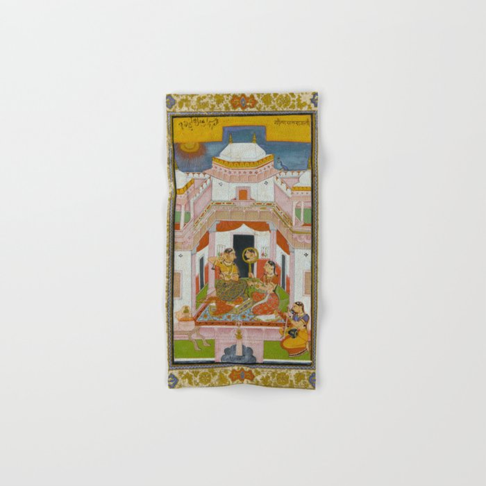 The Vilaval Ragini Antique Indian Miniature Painted Illustration Bath Towel Gallery Image 1