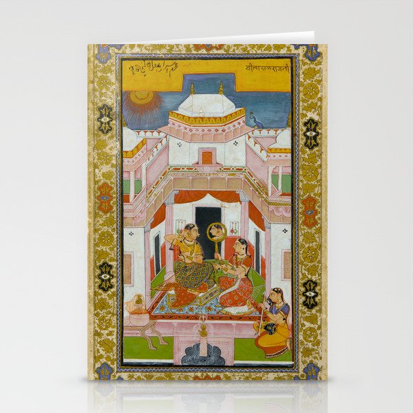 The Vilaval Ragini Antique Indian Miniature Painted Illustration Stationery Card Gallery Image 2