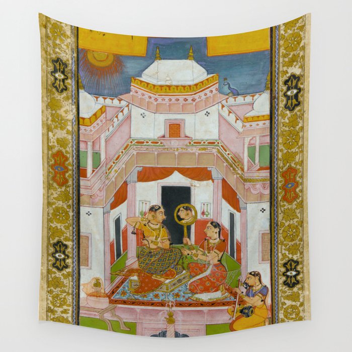 The Vilaval Ragini Antique Indian Miniature Painted Illustration Wall Tapestry Gallery Image 4