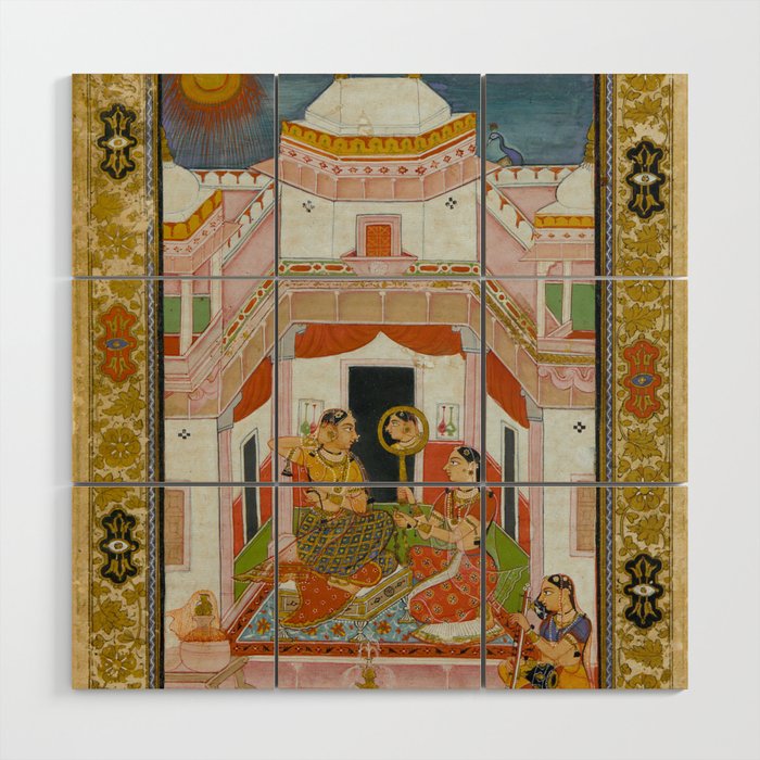 The Vilaval Ragini Antique Indian Miniature Painted Illustration Wood Wall Art Gallery Image 1