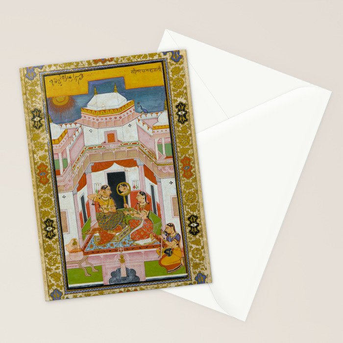 The Vilaval Ragini Antique Indian Miniature Painted Illustration Stationery Card Gallery Image 2