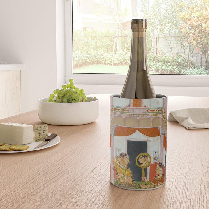 The Vilaval Ragini Antique Indian Miniature Painted Illustration Wine Chiller Gallery Image 4