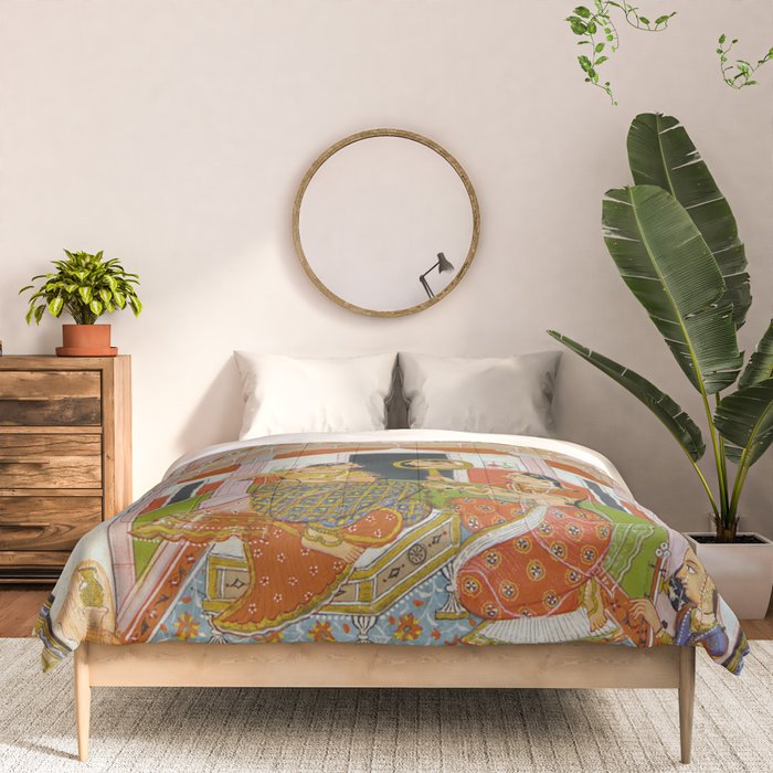 The Vilaval Ragini Antique Indian Miniature Painted Illustration Comforter Gallery Image 3