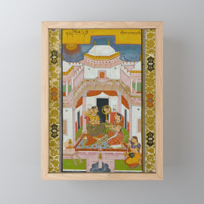 The Vilaval Ragini Antique Indian Miniature Painted Illustration Mini Art Print Gallery Image 1