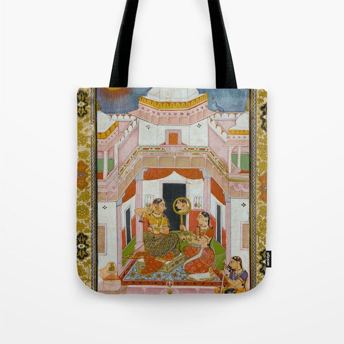 The Vilaval Ragini Antique Indian Miniature Painted Illustration Tote Bag Gallery Image 1